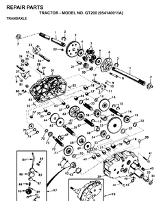 Transmission Diagram and Parts List for GT200 (954140011A)(1997-01) Husqvarna Lawn Tractor