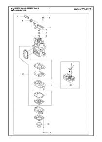 Carburetor Diagram and Parts List for 580BTSMARKII  Husqvarna Leaf Blower / Vacuum