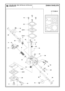 Carburetor Diagram and Parts List for 450RANCHER  Husqvarna Chainsaw