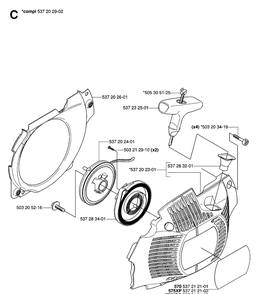 Starter Diagram and Parts List for 575XP 20070100001-Current Husqvarna Chainsaw