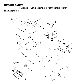 Seat Diagram and Parts List for YT190 (954001982A)(1995-03) Husqvarna Lawn Tractor