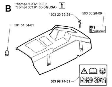 Cover Diagram and Parts List for 61 19993100001-20014000000 Husqvarna Chainsaw