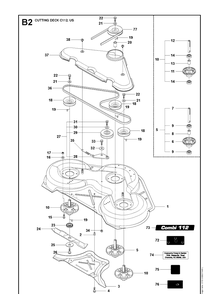 44 Inch/112cm Cutting Deck Diagram and Parts List for R220T (966785701)(2012-03) Husqvarna Lawn Mower