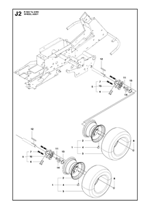 Wheels And Tires Diagram and Parts List for R422TS AWD Husqvarna Lawn Mower