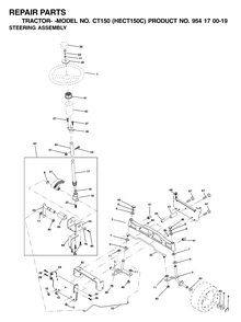 Steering Diagram and Parts List for CT150 (954170019-C)(2001-01) Husqvarna Lawn Tractor