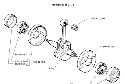 Crankshaft Diagram and Parts List for 325E (X-SERIES)(1999-10) Husqvarna Edger