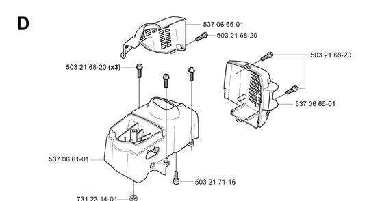 Cylinder Cover Diagram and Parts List for 326P 20042300001-20062700000 Husqvarna Pole Saw