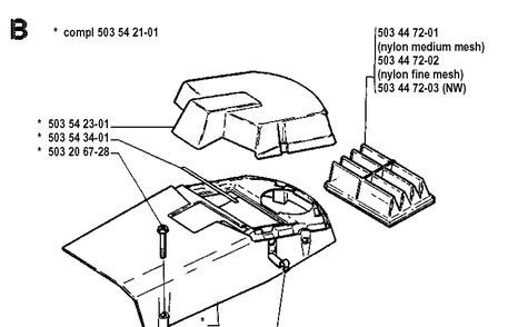 Air Filter Cover Diagram and Parts List for 262XP 19910900001-19924400000 Husqvarna Chainsaw