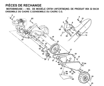 Mainframe, Left Side Diagram and Parts List for CRT81 (HFCRT8E)(2001-01) Husqvarna Cultivator