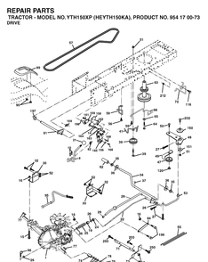 Drive Diagram and Parts List for YTH150XP (HEYTH150KA)(2003-01) Husqvarna Lawn Tractor