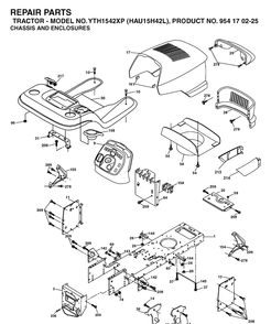 Chassis And Enclosures Diagram and Parts List for YTH1542XP (HAU15H42L)(2005-05) Husqvarna Lawn Tractor
