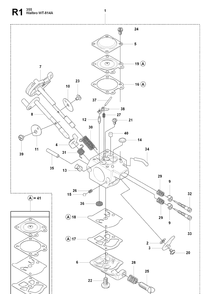 Carburetor Details Diagram and Parts List for 355FX 20082700001-20192999999 Husqvarna Brush Cutter