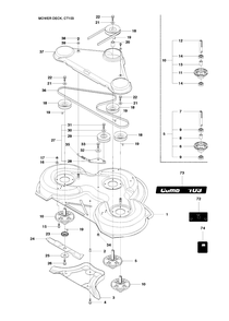 103cm Cutting Deck 2 Diagram and Parts List for PF21 (965192401)(2010-07) Husqvarna Lawn Tractor