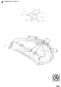 44 Inch/112cm Cutting Deck Diagram and Parts List for RIDER175AWD (965105001)(2009-04) Husqvarna Lawn Mower