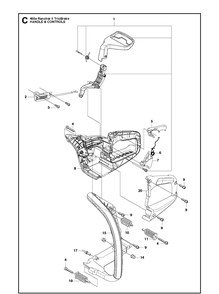 Handle And Controls Diagram and Parts List for 455 (RANCHER II-TRIOBRAKE)(2012-10) Husqvarna Chainsaw