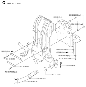Harness Diagram and Parts List for 165BT 20041800001-Current Husqvarna Leaf Blower / Vacuum