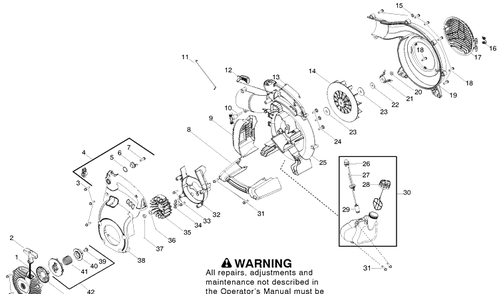 Starter Diagram and Parts List for 125BX 2010-01 Husqvarna Leaf Blower / Vacuum