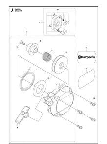 Starter Diagram and Parts List for 543RB  Husqvarna Brush Cutter