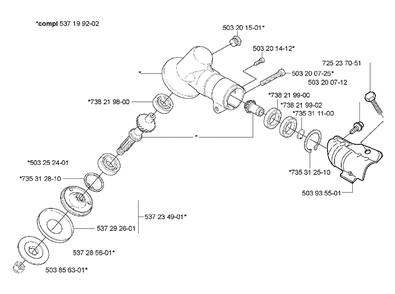Gear Head Diagram and Parts List for 323L 2005-03 Husqvarna Trimmer