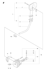 Cylinder Piston Diagram and Parts List for 323HD60 20081400001-20090400000 Husqvarna Hedge Trimmer