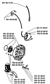 Ignition/Flywheel Diagram and Parts List for 61 1989-02 Husqvarna Chainsaw