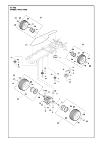 Wheels And Tires Diagram and Parts List for TC112  Husqvarna Lawn Tractor