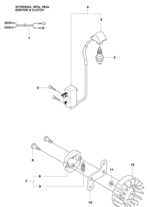 Ignition And Clutch Diagram and Parts List for 327HE4X-SERIES (966976501)(2009-04) Husqvarna Hedge Trimmer