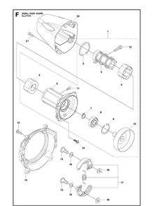 Clutch Diagram and Parts List for 553RS  Husqvarna Brush Cutter