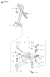 Fuel Tank And Handle Diagram and Parts List for K950RING 2007-01 Husqvarna Circular Saw