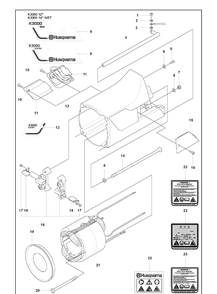 Motor Housing And Field Coil And Brush Rocker And Carbon Brush Diagram and Parts List for K3000 2009-03 Husqvarna Lawn Tractor Accessories