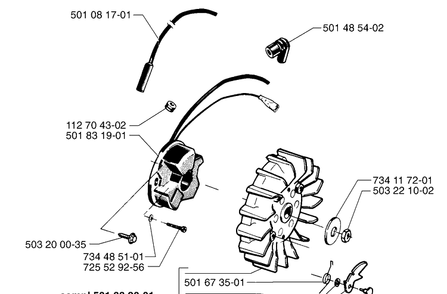 Ignition/Flywheel Diagram and Parts List for 265RX 1999-03 Husqvarna Brush Cutter