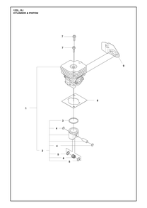 Cylinder Piston Diagram and Parts List for 122RJ  Husqvarna Brush Cutter