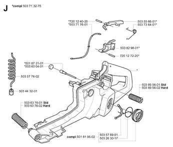 Fuel Tank 2 Diagram and Parts List for 365 20034400001-20051800000 Husqvarna Chainsaw