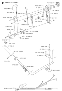 Handle And Controls 2 Diagram and Parts List for 343F 20043100001-20064000000 Husqvarna Brush Cutter