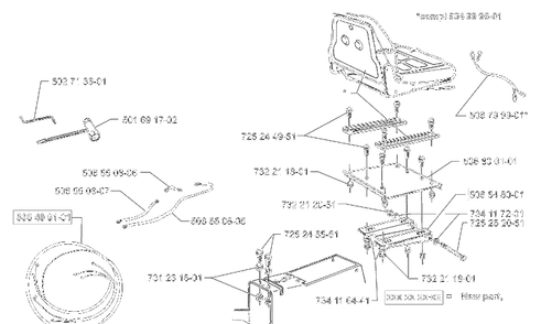 Seat (B) Diagram and Parts List for RIDERPROFLEX21 2001-02 Husqvarna Lawn Tractor