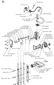 Clutch And Oil Pump Diagram and Parts List for 26H 19930600001-19941000000 Husqvarna Hedge Trimmer