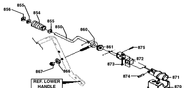 Chute Control Rod Assembly Diagram and Parts List for ST522H 1998-01 Husqvarna Snow Blower