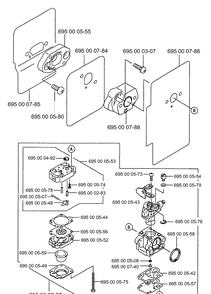 Carburetor Diagram and Parts List for 165BT 2001-06 Husqvarna Leaf Blower / Vacuum