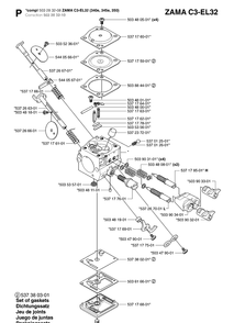 Carburetor Details Diagram and Parts List for 340E 20062300001-Current Husqvarna Chainsaw
