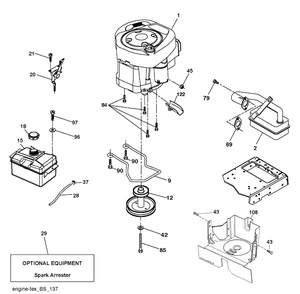 Engine Diagram and Parts List for TC138M (96051017800)(2018-07) Husqvarna Lawn Tractor