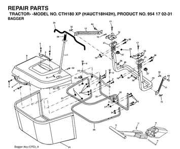 Bagger Diagram and Parts List for CTH180XP (HAUCT18H42H)(2005-05) Husqvarna Lawn Tractor