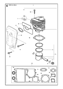 Cylinder, Piston And Muffler Diagram and Parts List for K650CUT-N-BREAK 2007-01 Husqvarna Circular Saw
