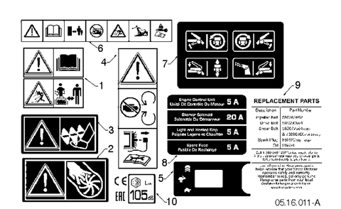 Decals 2 Diagram and Parts List for ST424T  Husqvarna Snow Blower