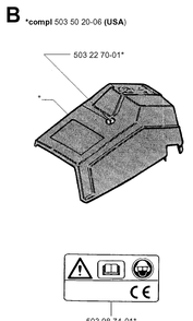 Cover Diagram and Parts List for 40 20013500001-Current Husqvarna Chainsaw