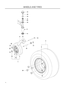 Wheels Tires Diagram and Parts List for RZ4623 (967009801)(2012-01) Husqvarna Lawn Mower
