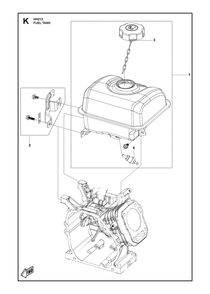 Fuel Tank Diagram and Parts List for HH212 596210001-596210002 Husqvarna Engine