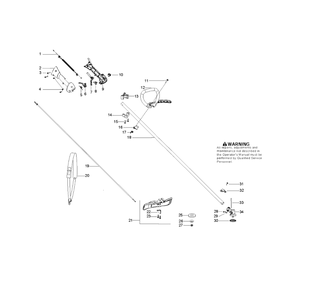 Shaft And Handle Diagram and Parts List for 125RJ 20103100001 & Above Husqvarna Trimmer
