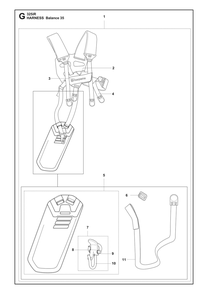 Harness Diagram and Parts List for 325IR  Husqvarna Brush Cutter