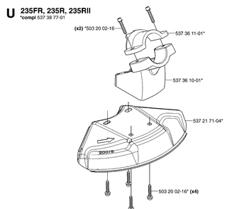 Guards 2 Diagram and Parts List for 235RII  Husqvarna Brush Cutter