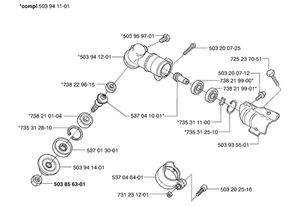 Gear Head Diagram and Parts List for 326C (L-LX-RX)(E-Tech 2)(2002-02) Husqvarna Brush Cutter